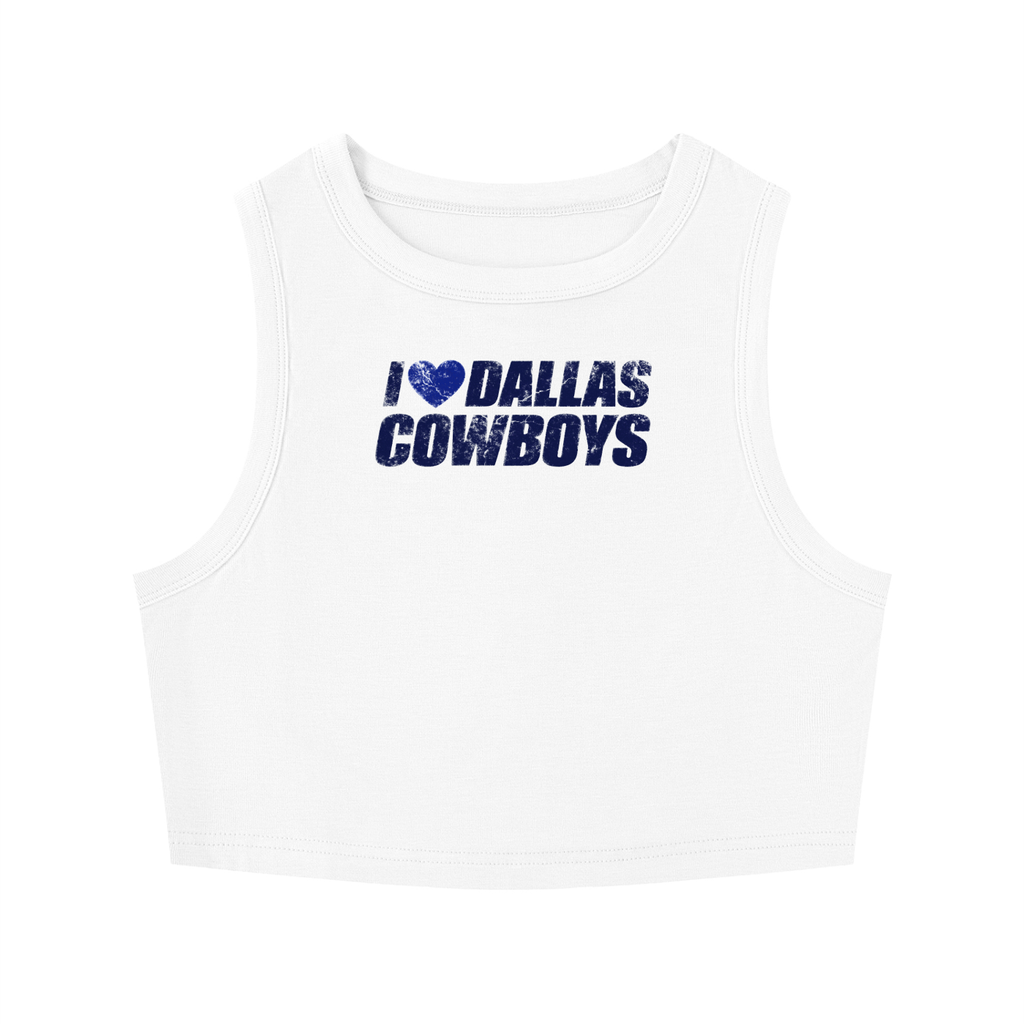 I <3 Dallas Cowboys Women's Tight Crewneck Crop Tank Top