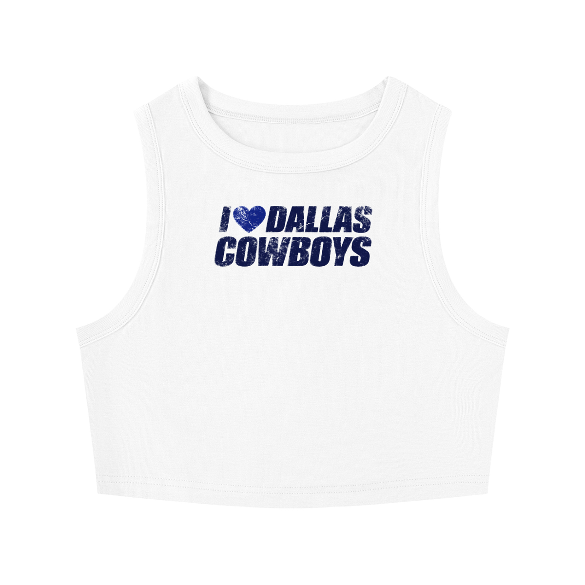 I <3 Dallas Cowboys Women's Tight Crewneck Crop Tank Top
