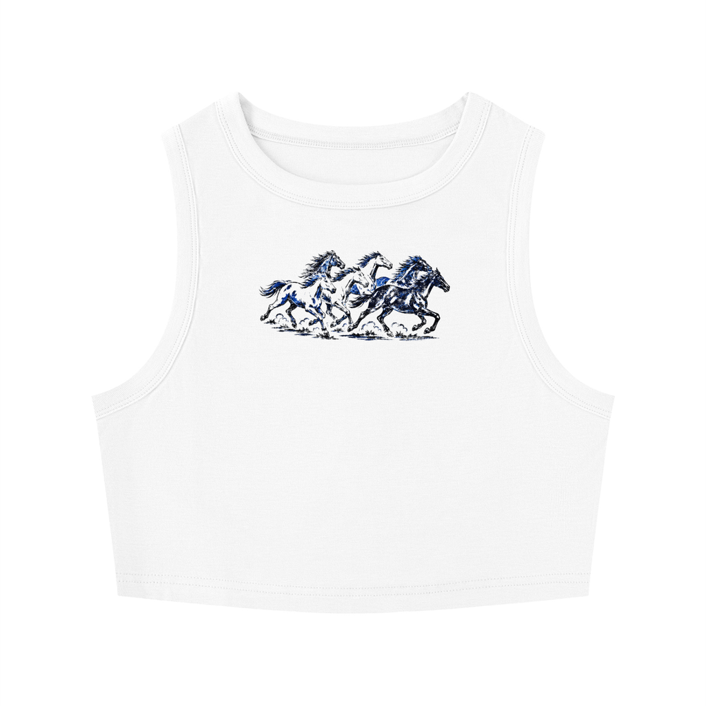 Wild Mustangs Women's Tight Crewneck Crop Tank Top