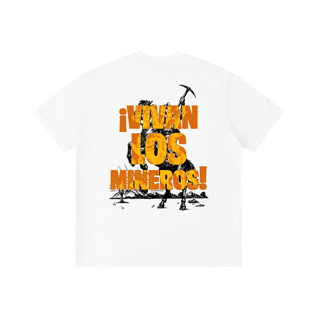 ¡Vivan Los Mineros! White Vintage-Wash Distressed Tee