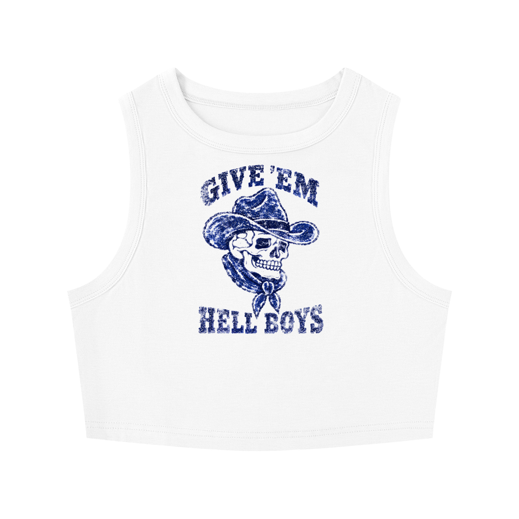 Give 'em hell boys Women's Tight Crewneck Crop Tank Top