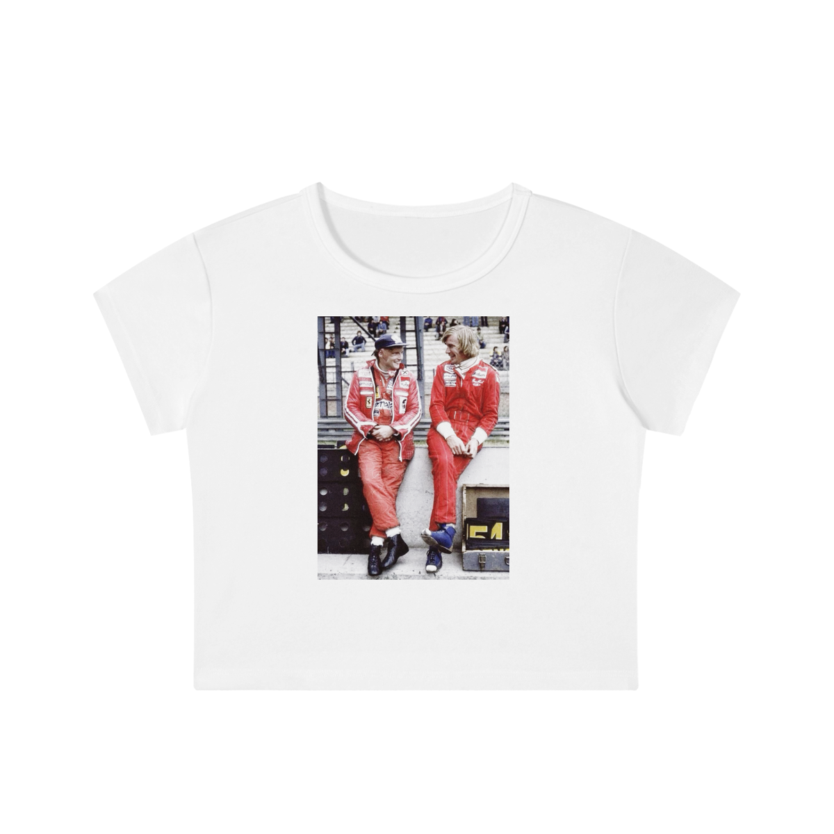 James Hunt and Niki Lauda Snow-Washed Crop Top