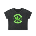 A Friend in Weed Is a Friend Indeed Snow-Washed Crop Top