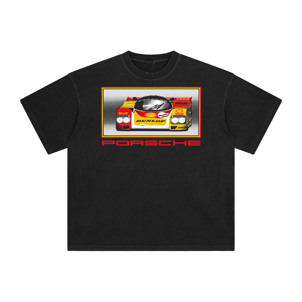 Porsche Red & Yellow Replica — Enzyme-Washed Tee