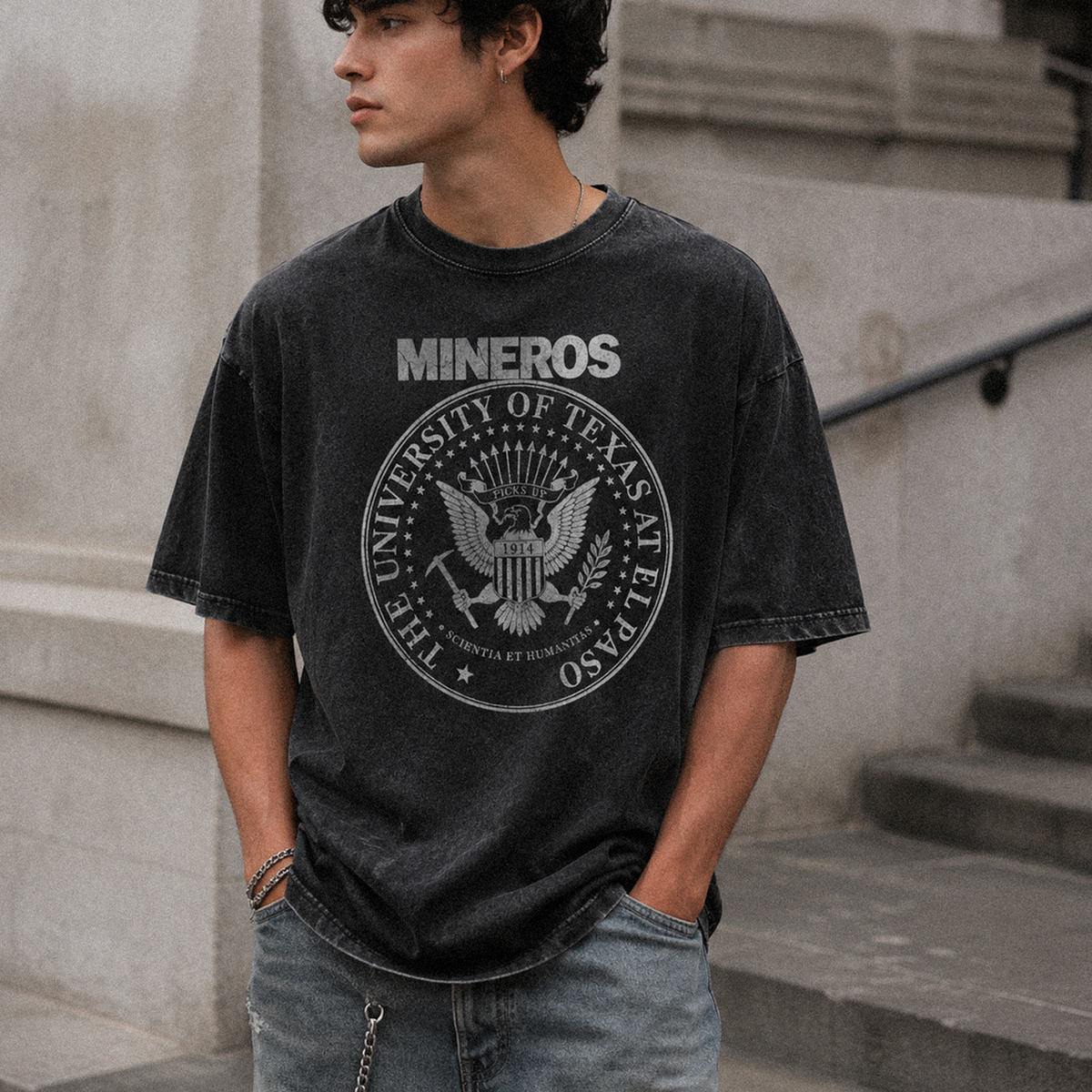 Mineros Collegiate Seal Snow-Wash Tee