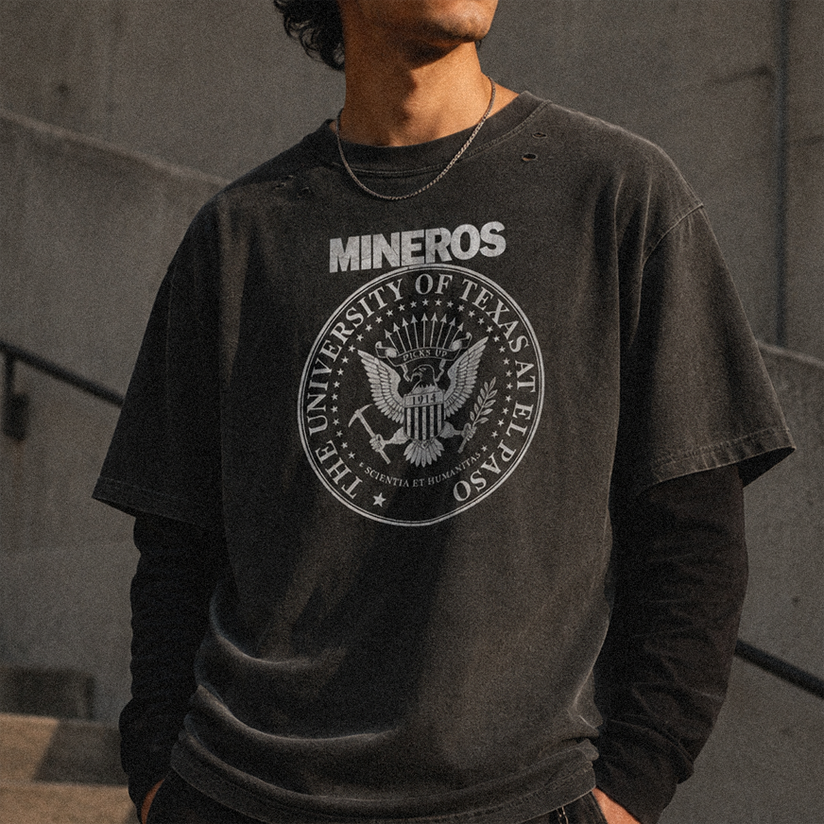 Mineros Collegiate Seal Layered Long-Sleeve Tee