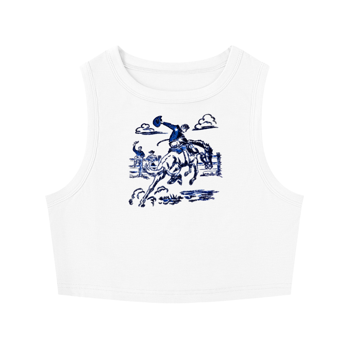 King of the Rodeo Women's Tight Crewneck Crop Tank Top