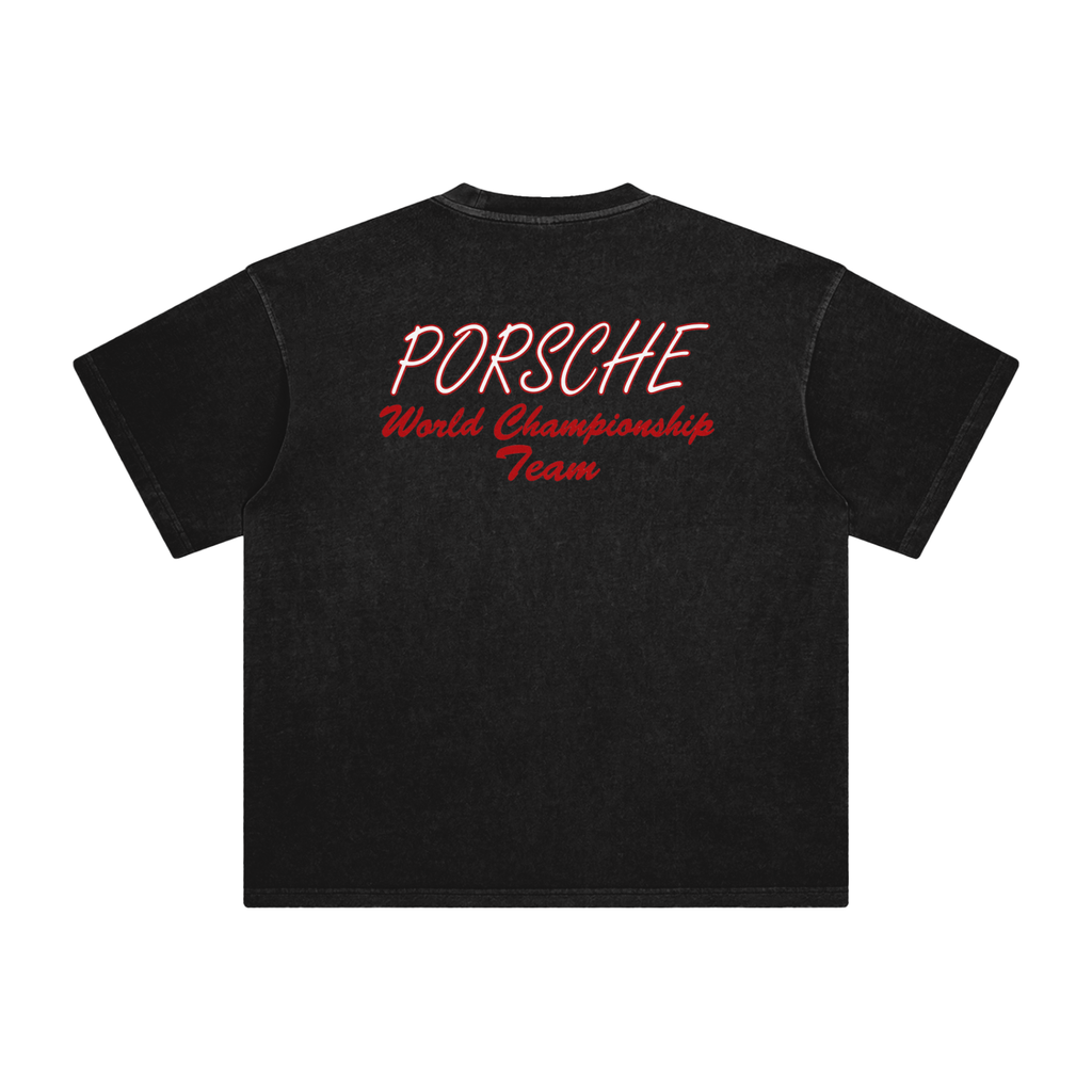 Porsche Red & Yellow Replica — Enzyme-Washed Tee