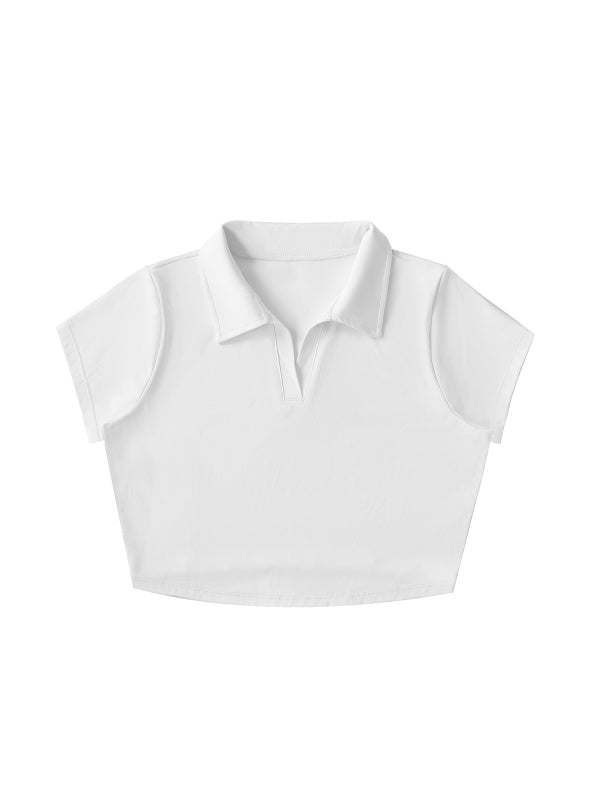 V-Neck Lapel Crop Top — supplier gallery 11