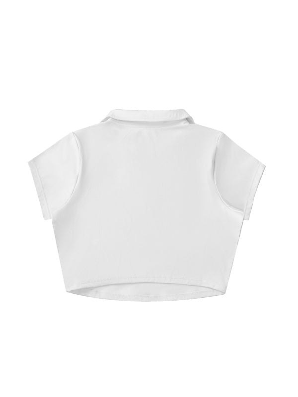 V-Neck Lapel Crop Top — supplier gallery 12