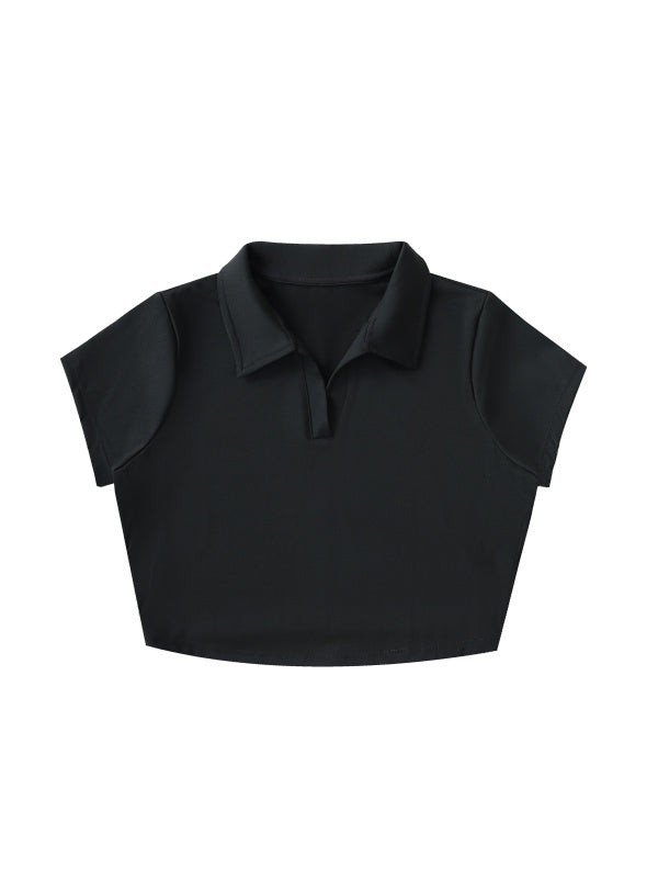V-Neck Lapel Crop Top — supplier gallery 9