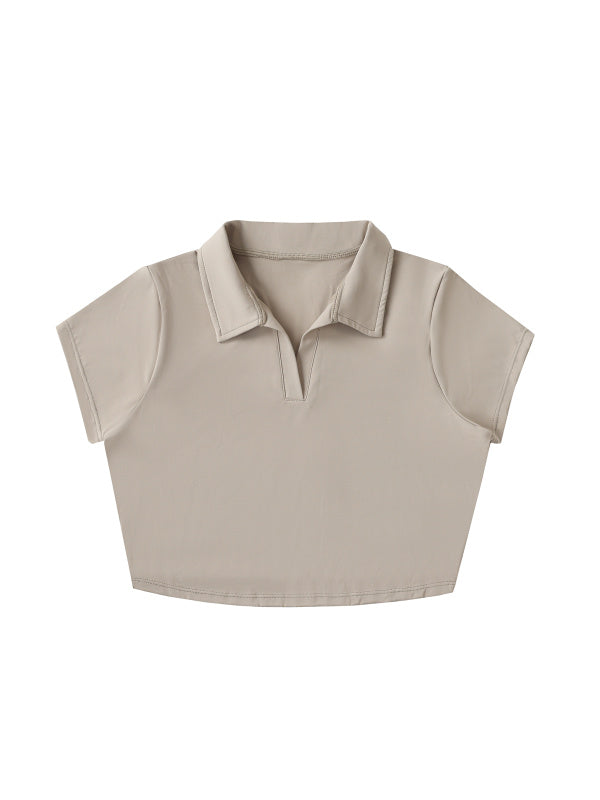V-Neck Lapel Crop Top — supplier gallery 13
