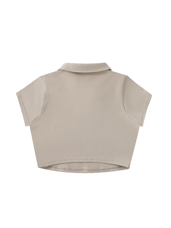 V-Neck Lapel Crop Top — supplier gallery 14