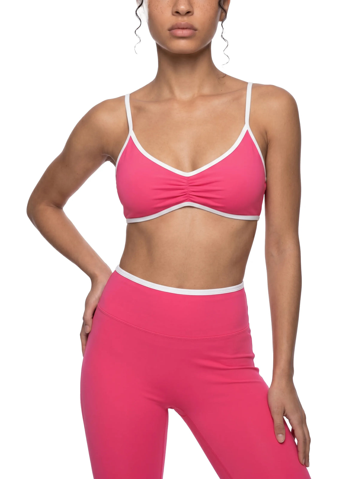 Color Block Ruched V-Neck Sports Bra — supplier gallery 6