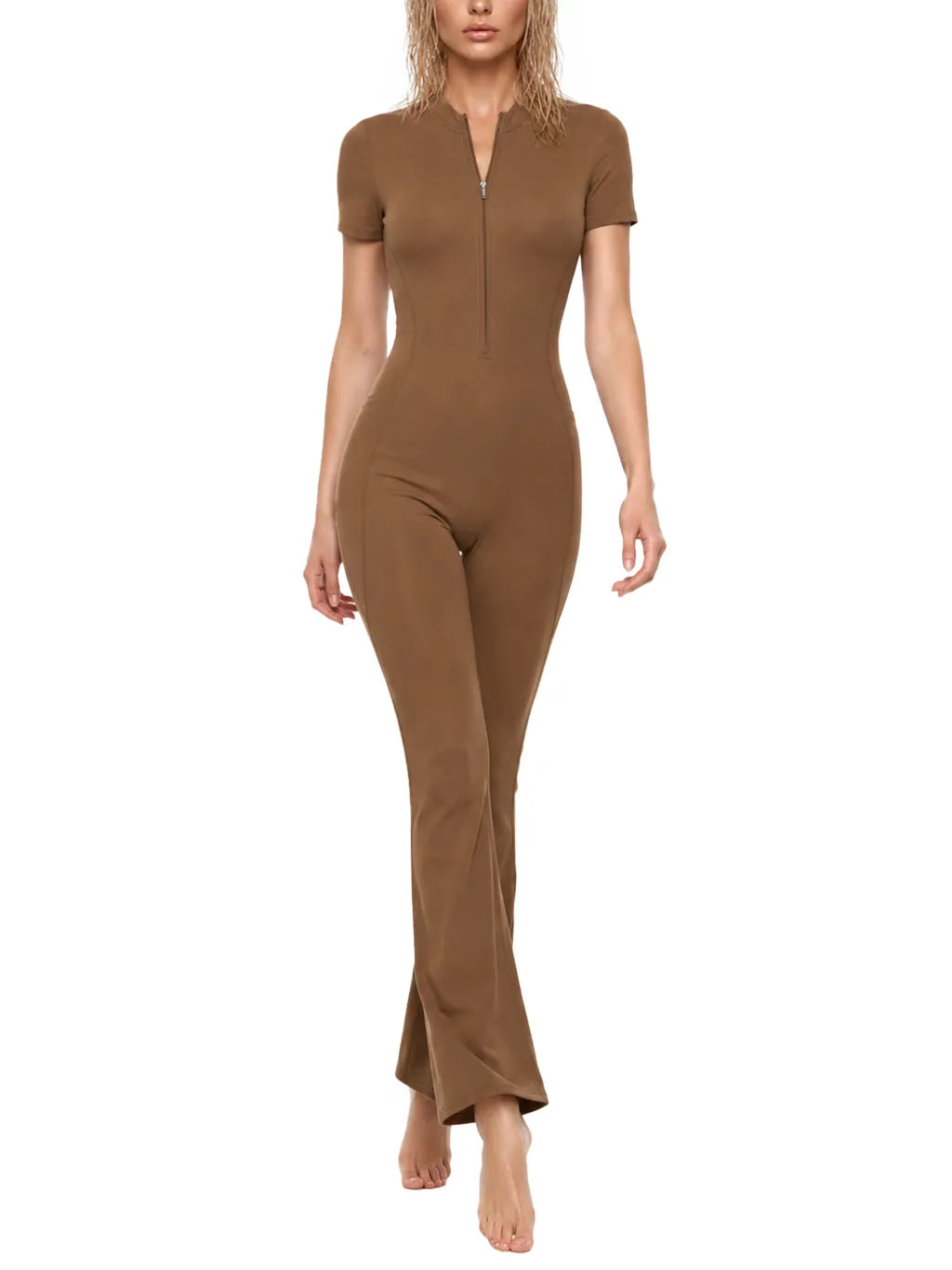 Flared Leg Quarter-Zip Jumpsuit — supplier gallery 6
