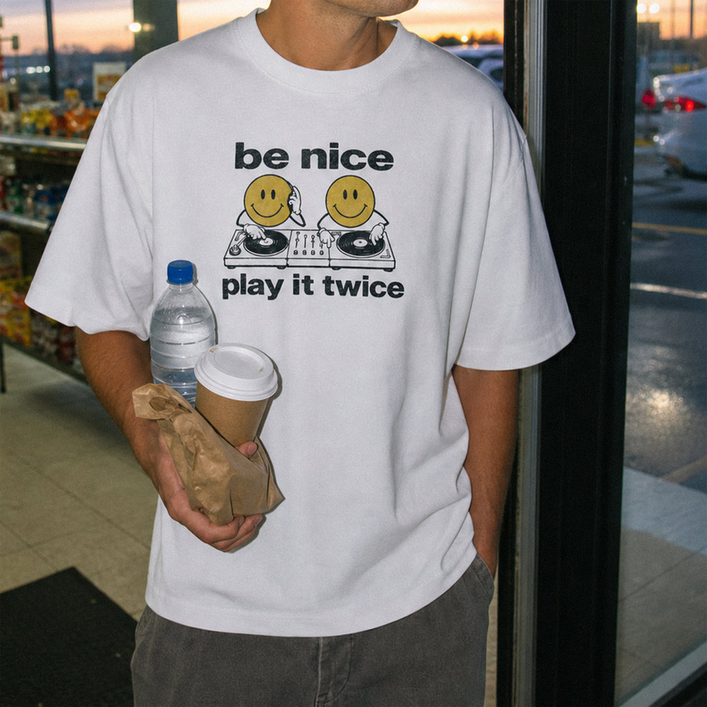 Be Nice, Play it Twice Vintage Wash Distressed T-Shirt
