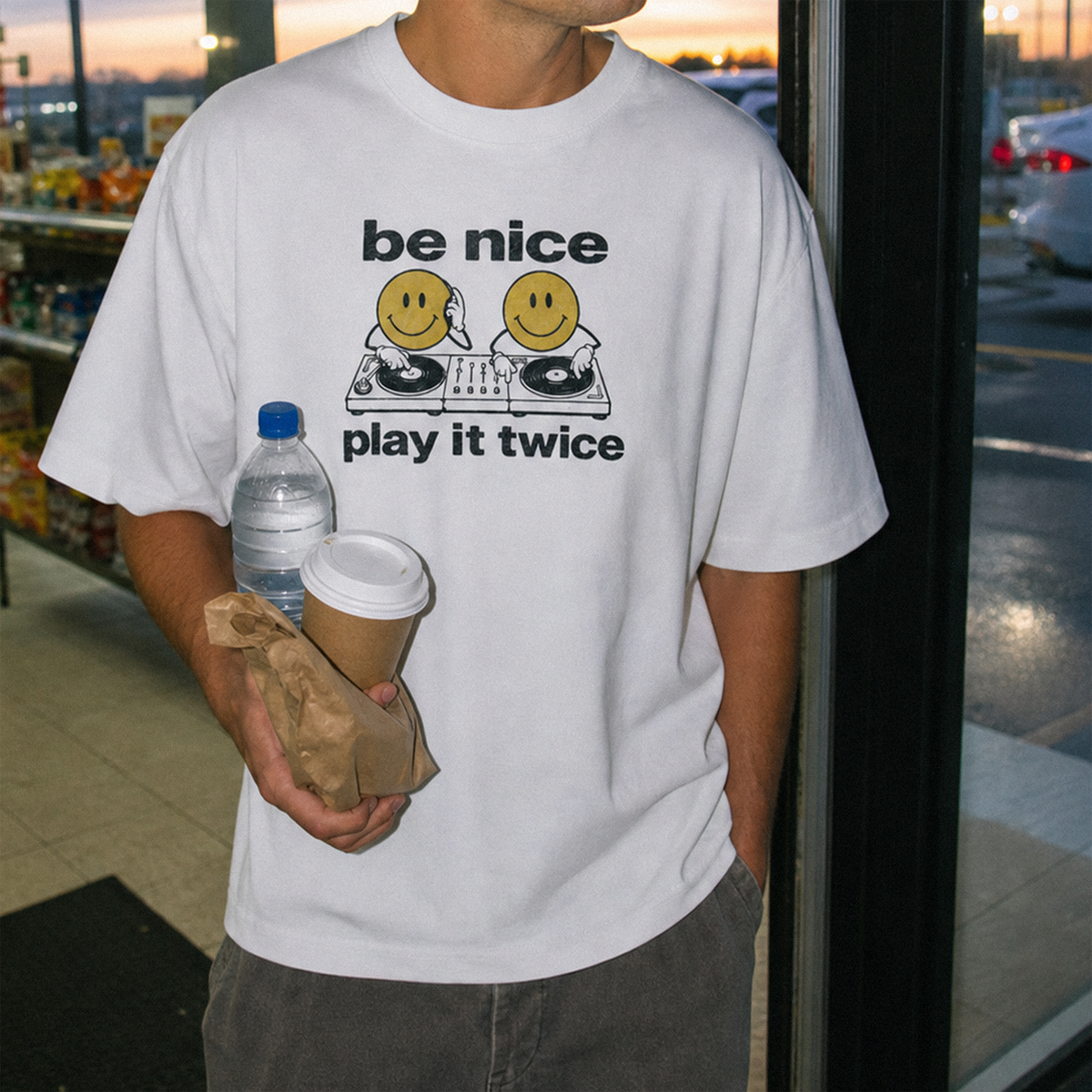 Be Nice, Play it Twice Vintage Wash Distressed T-Shirt