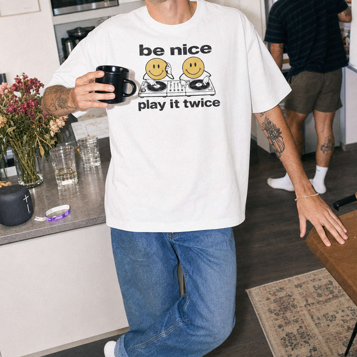 Be Nice, Play it Twice Vintage Wash Distressed T-Shirt