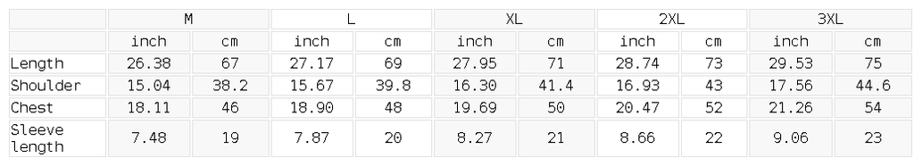 Crewneck Training Tee — size guide