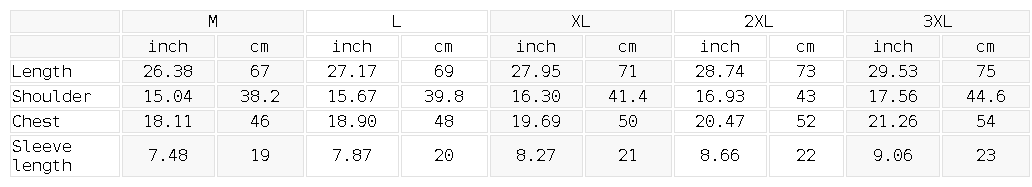 Crewneck Training Tee — size guide