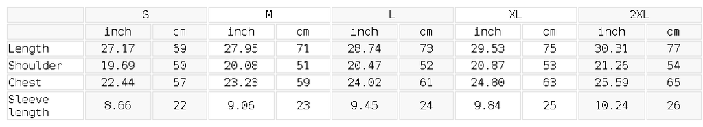 SGS Snow Wash Slub Tee — size guide