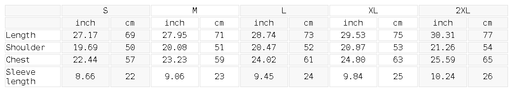 SGS Snow Wash Slub Tee — size guide