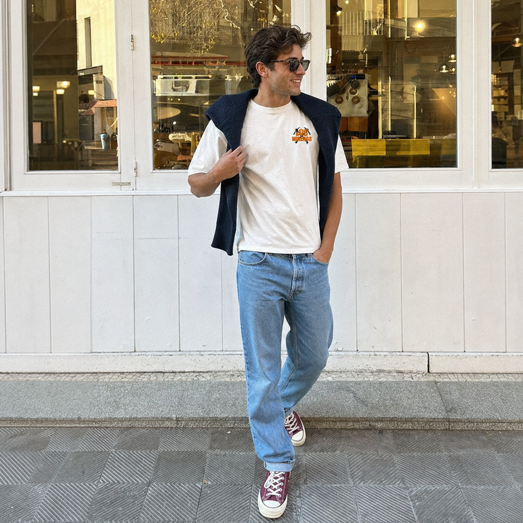 ¡Vivan Los Mineros! White Vintage-Wash Distressed Tee