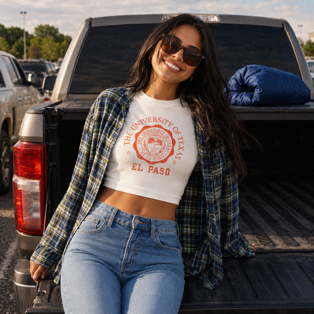 UTEP Vintage Medallion Fitted Crop Tank