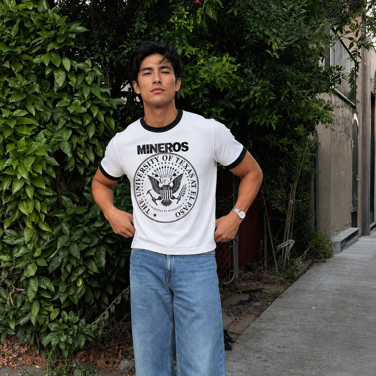 UTEP Los Mineros Heritage Seal Ringer Tee