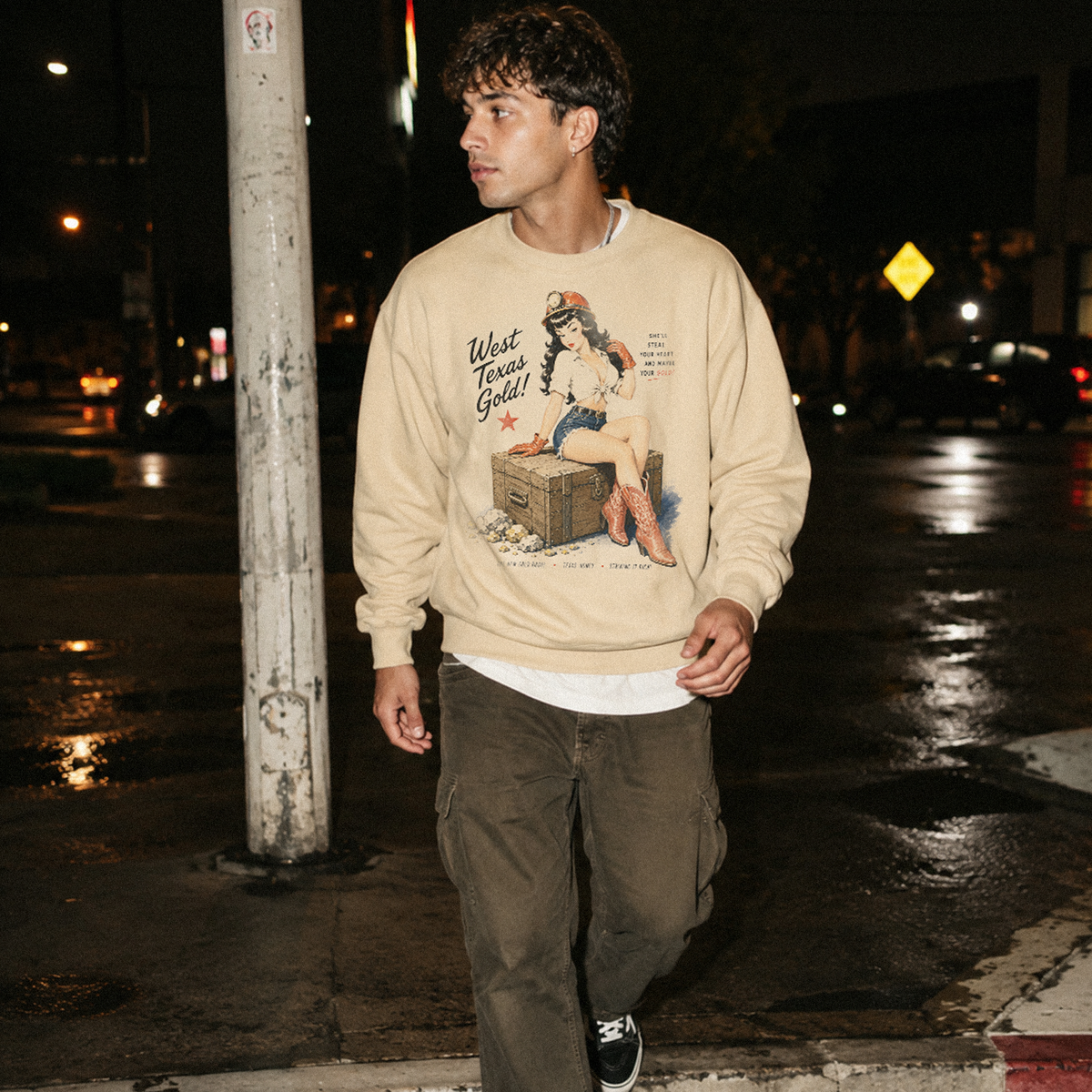 West Texas Gold Pin-Up Oversized Crewneck